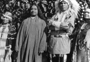 Yogananda with American Indian Chief Yowlache